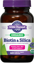 Oregon's Wild Harvest Biotin & Silica USDA Certified Organic Vegan Capsules for Hair, Skin & Nail Support with Microbiome-Supporting Herbs Non-GMO 60 Count