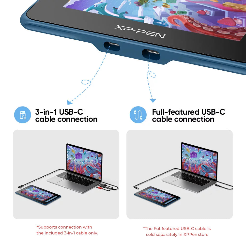 XP Pen Artist 10 2nd Graphics Tablet with Screen X3 Smart Chip Drawing Display J506