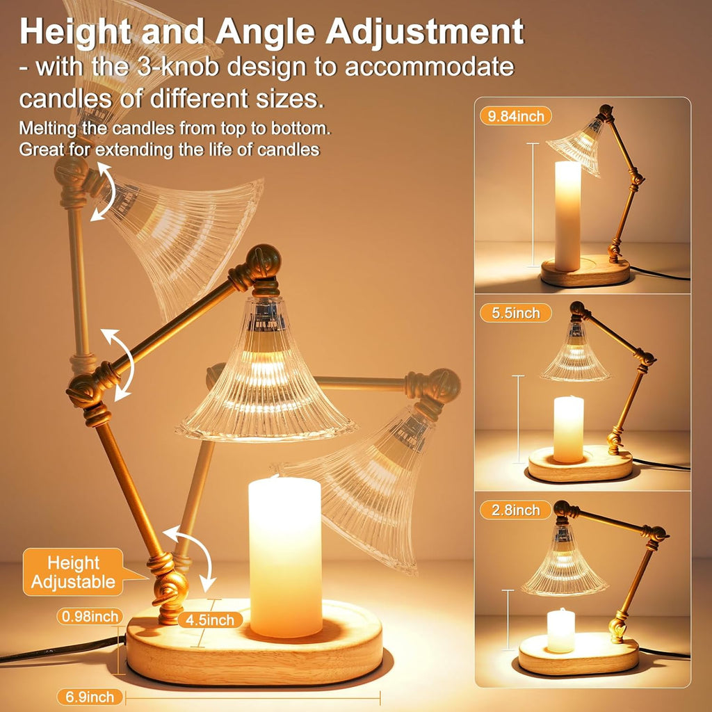Flower Candle Warmer Lamp with Timer, Adjustable Height, Dimmable, 2 Bulbs Q28863