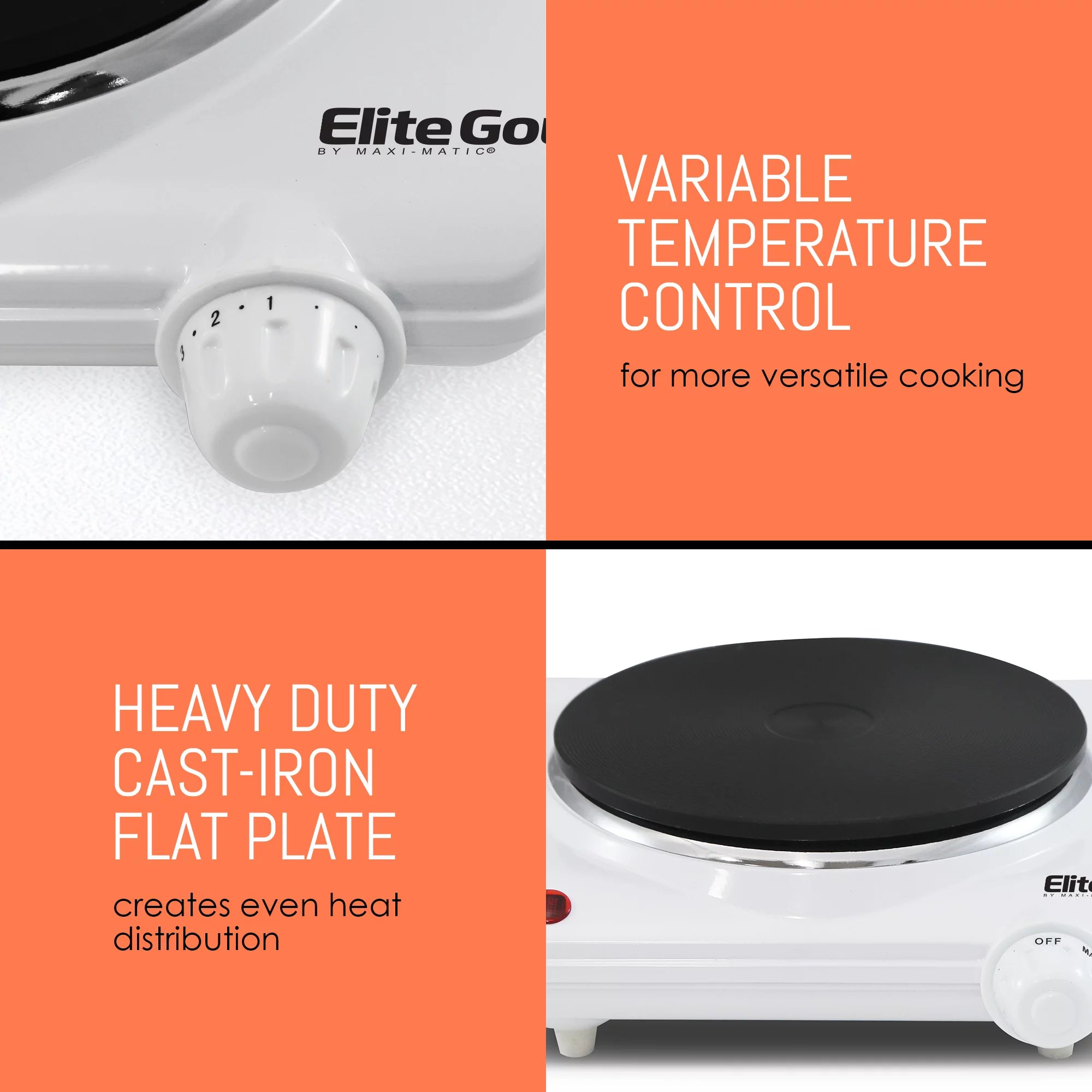 Elite by Maxi Matic Cuisine Single Flat Burner Hot Plate S574