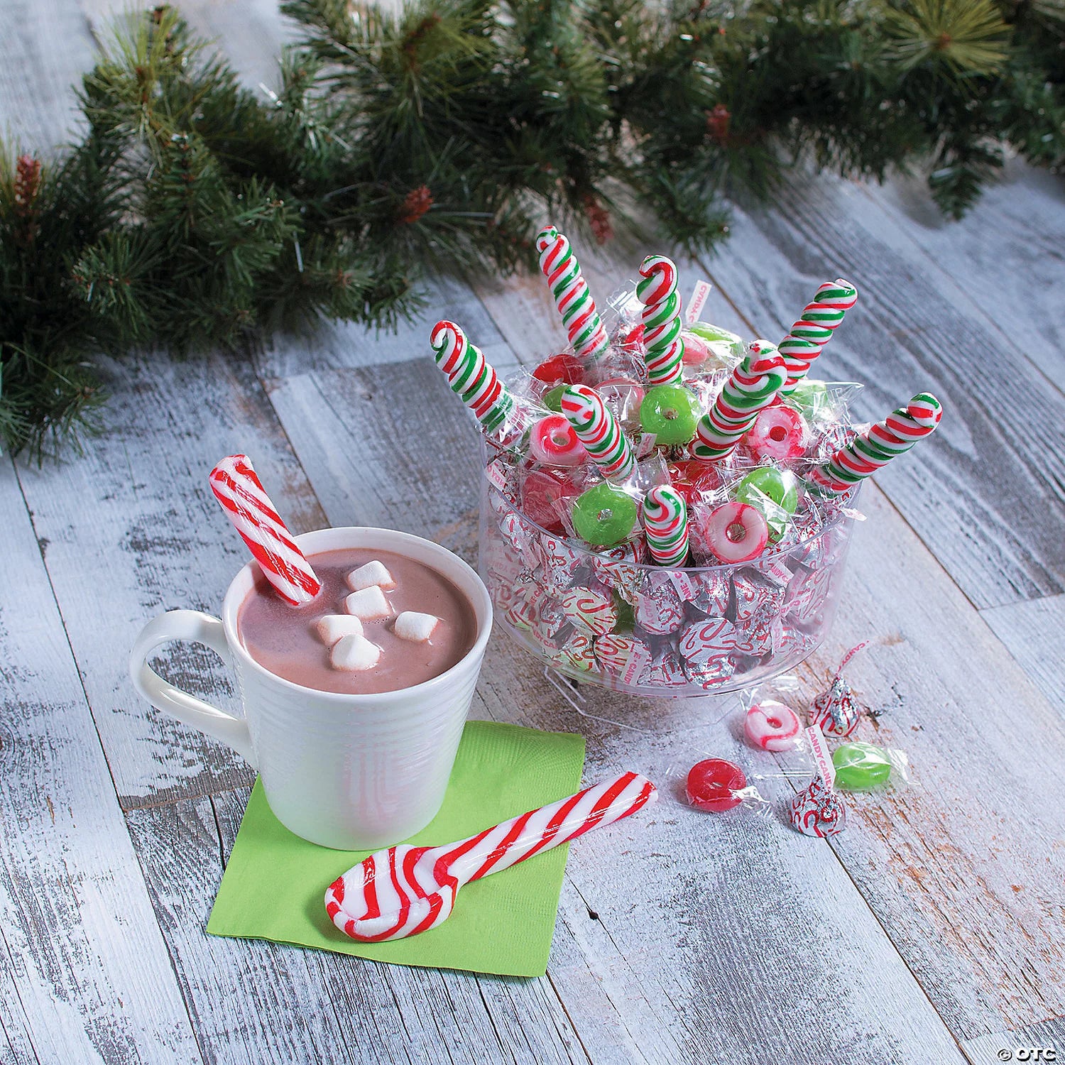 Peppermint Candy Cane Spoons for Hot Chocolate & Coffee, 48ct with Storage Carrier T328725
