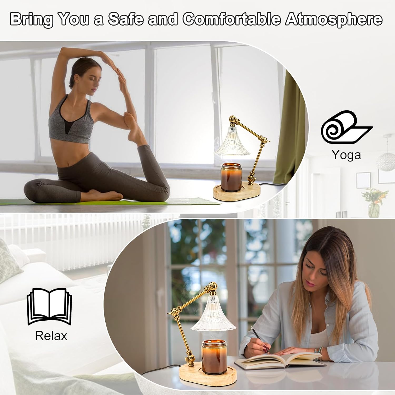 Flower Candle Warmer Lamp with Timer, Adjustable Height, Dimmable, 2 Bulbs Q28863