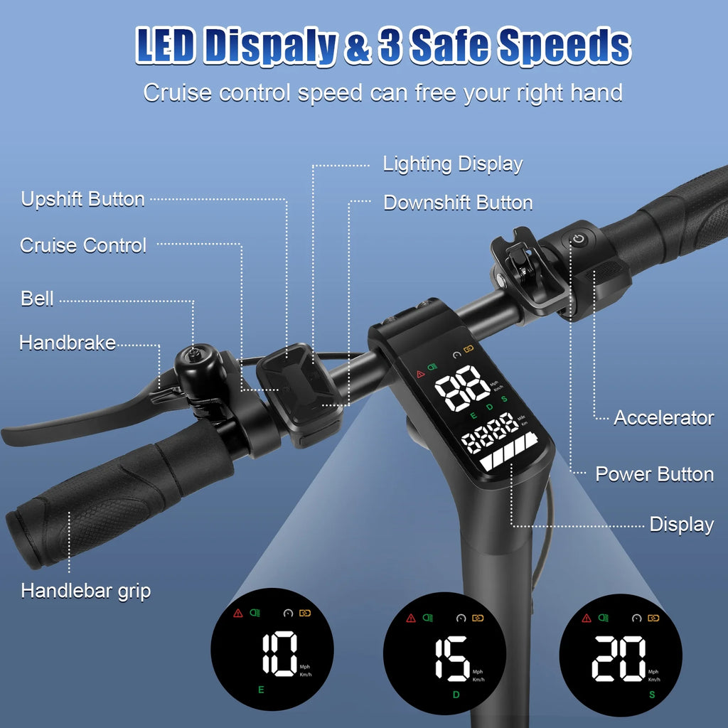 500W Foldable Electric Scooter for Adults, 10" Tires, 20 mph, 20 Mile Range I837964