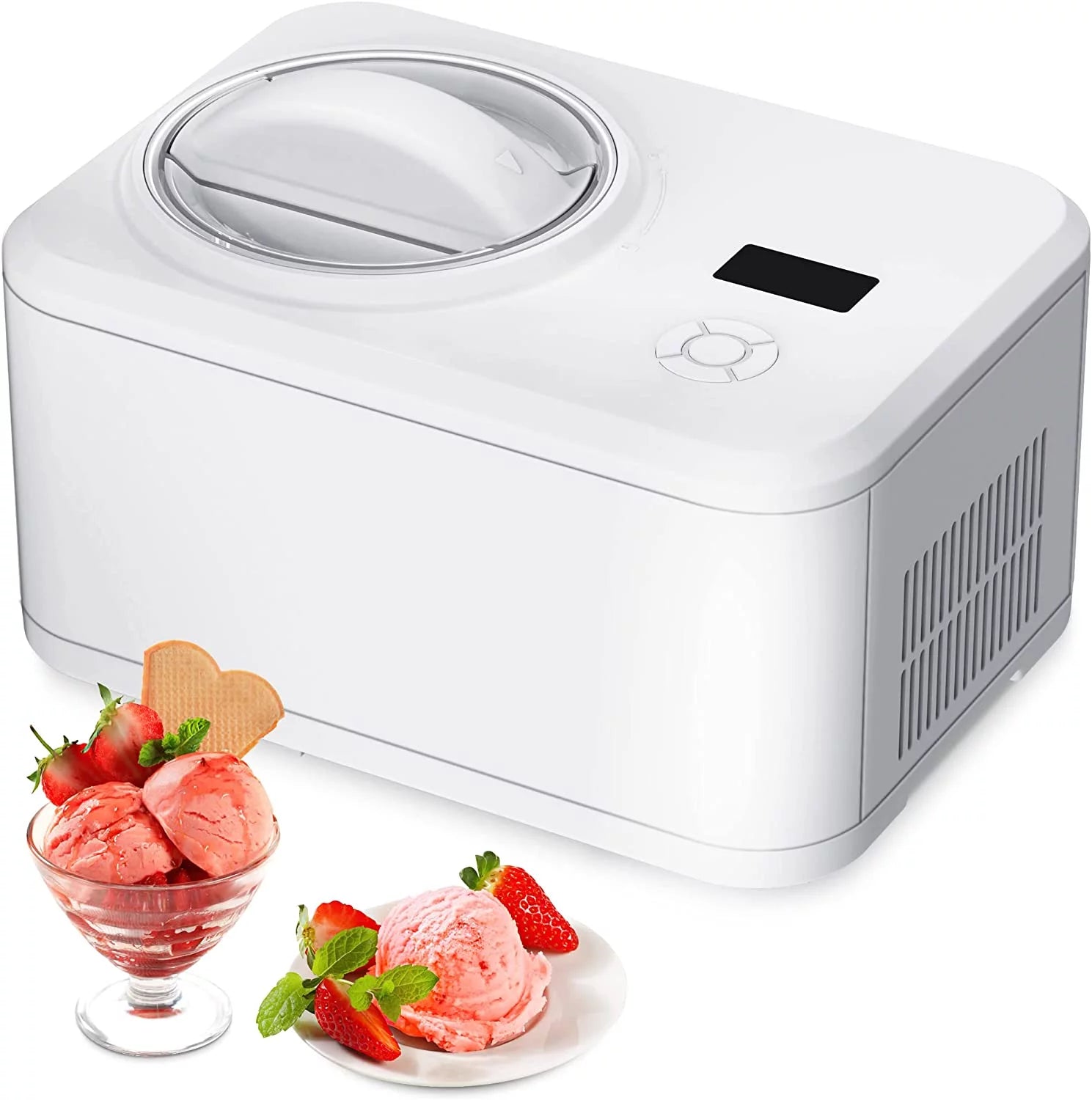Auseo 1.5qt Ice Cream Maker with Compressor，Electric Automatic Ice Cream Machine,20lbs