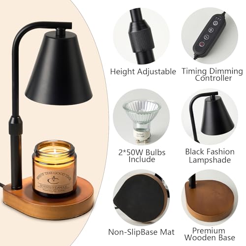 Electric Candle Warmer Lamp with Timer, Dimmable, Adjustable Height, White R498935
