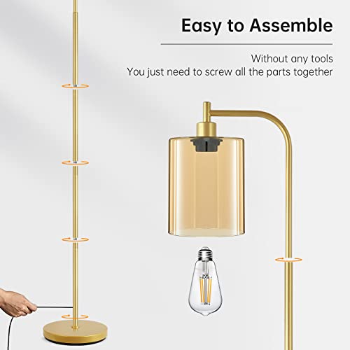 BoostArea Industrial Floor Lamp with Iron Mesh Glass Shade, 6W LED Bulb Included X855544