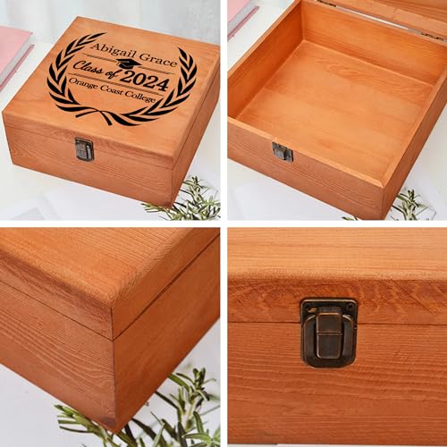 Personalized Graduation Wooden Box with Name & Grad Year for Him Her U9563
