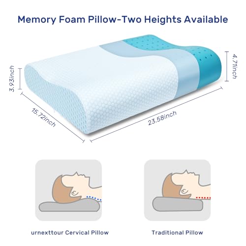 Contour Memory Foam Neck Pillow for Sleeping, Ergonomic Support - Grey M951245