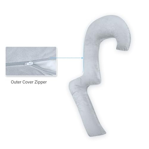 Swan Body Pillow with Cover, 68 Inches Memory Foam for Side Sleepers - Middle Grey N489