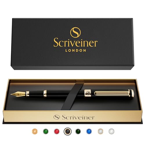 Scriveiner Black Green Fountain Pen with Chrome Finish, Schmidt Nib Medium Y421885