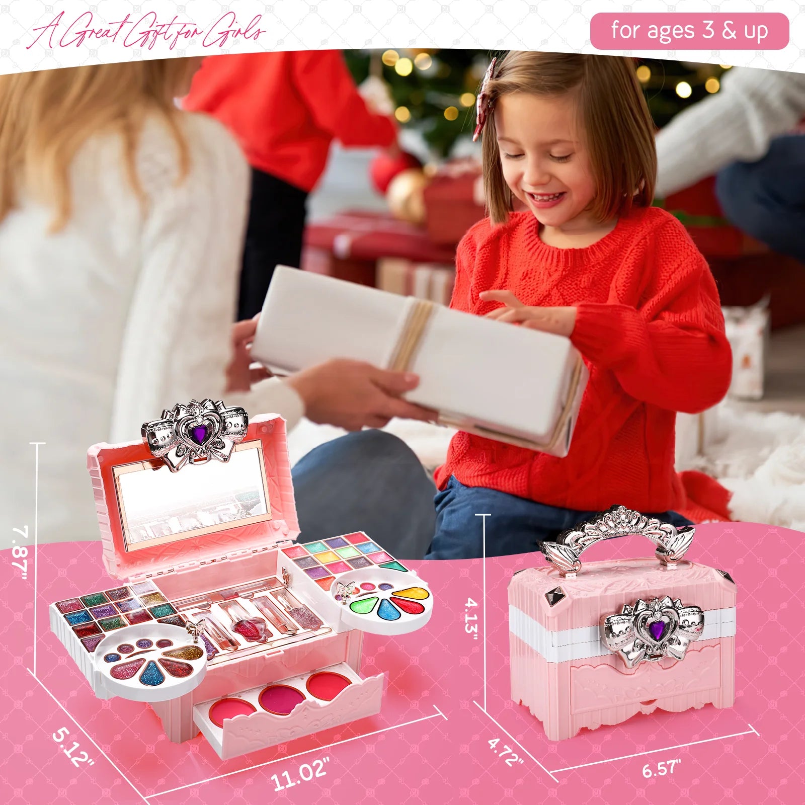 Welltop Kids Makeup Kit Toys for Girls 90 Pcs Washable Play Set H8334