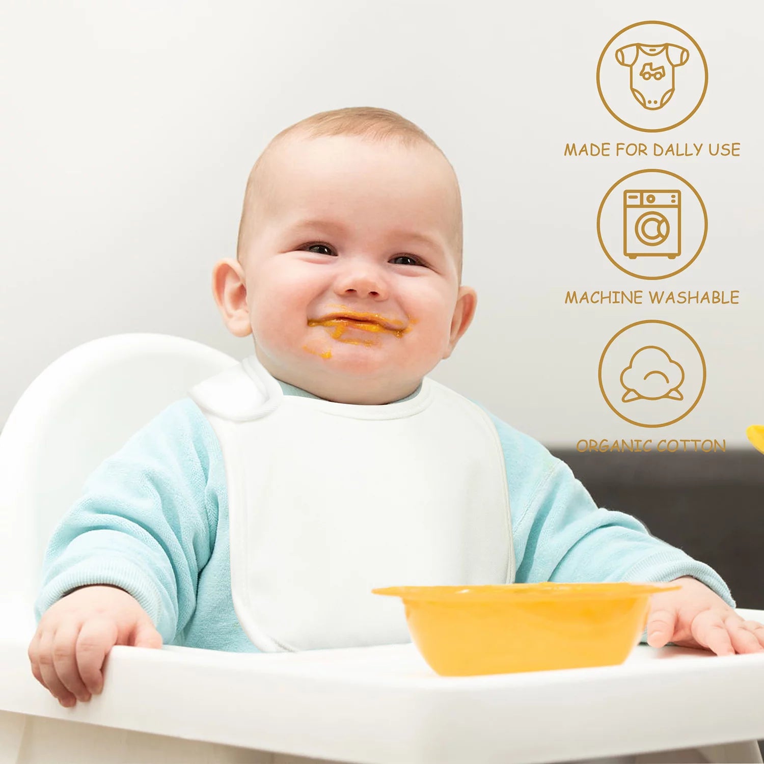 10Pcs Sublimation Baby Bibs White Cotton Waterproof DIY Blank B716