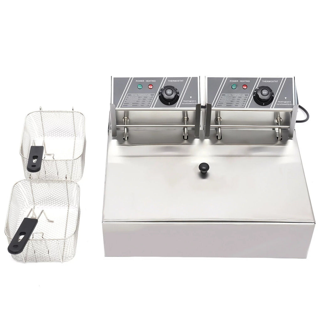 Miumaeov Churros Machine Manual Stainless Steel Vertical Sausage Stuffer with 12L Fryer G5601