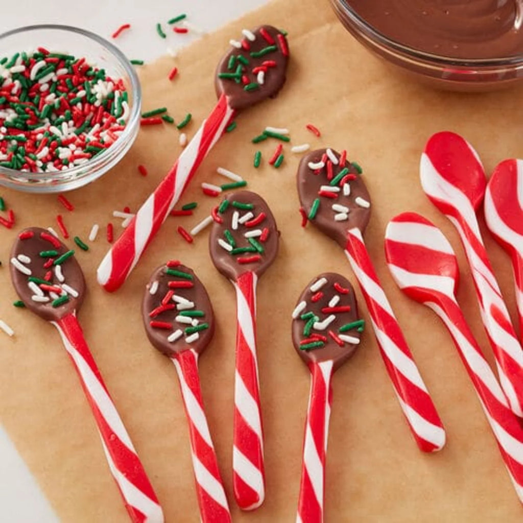Peppermint Candy Cane Spoons for Hot Chocolate & Coffee, 48ct with Storage Carrier T328725