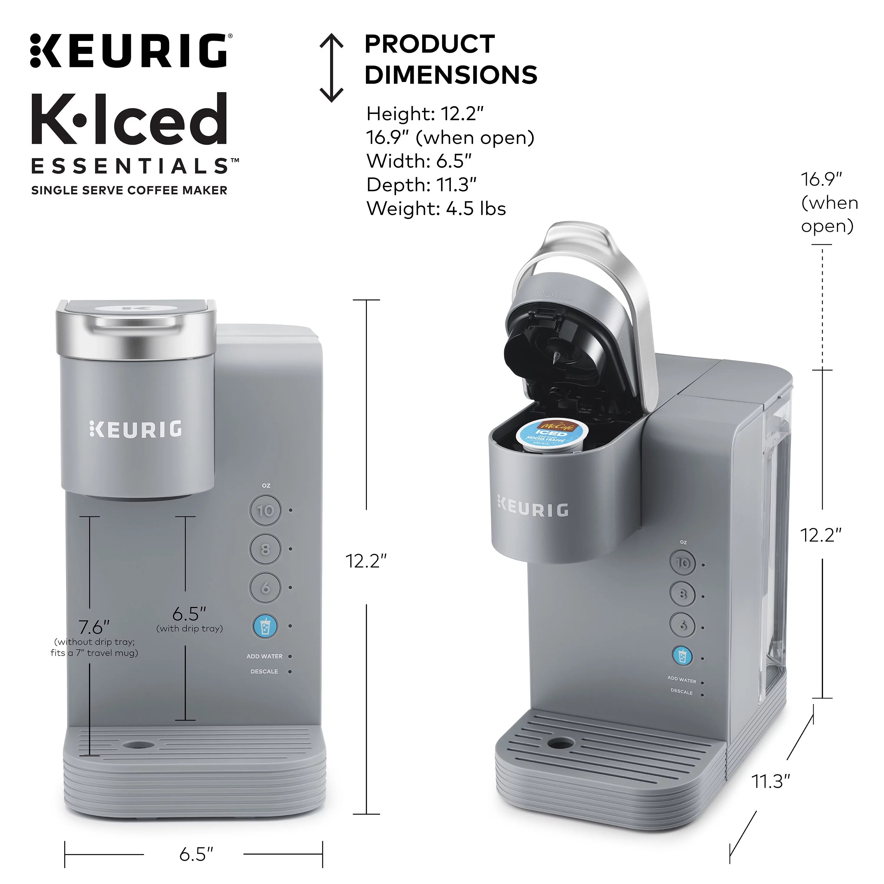 Keurig K-Iced Essentials Gray Iced and Hot Single-Serve K-Cup Pod Coffee Maker A122432