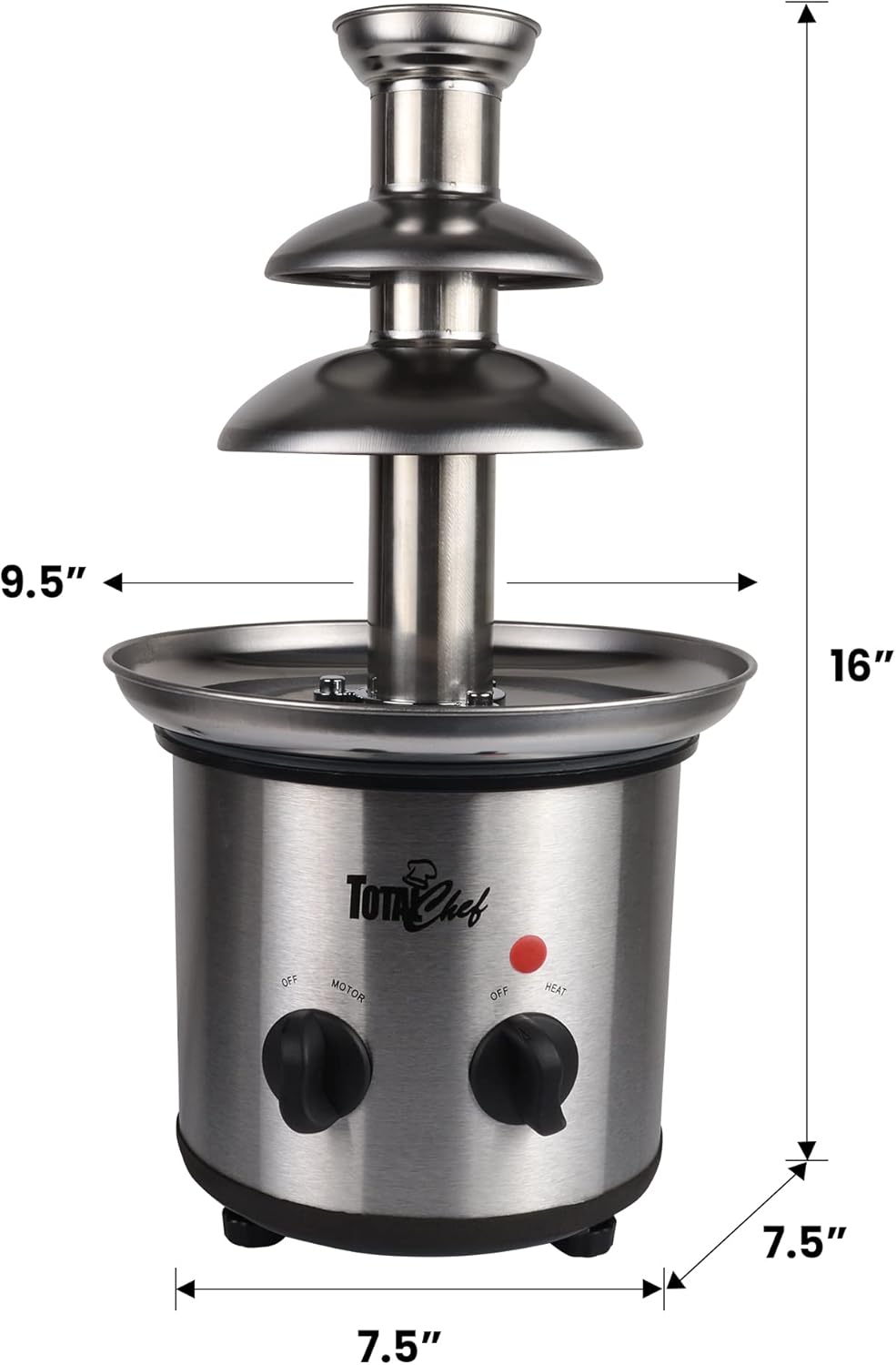 Total Chef 3-Tier Electric Chocolate Fondue Fountain Machine Stainless Steel X287756