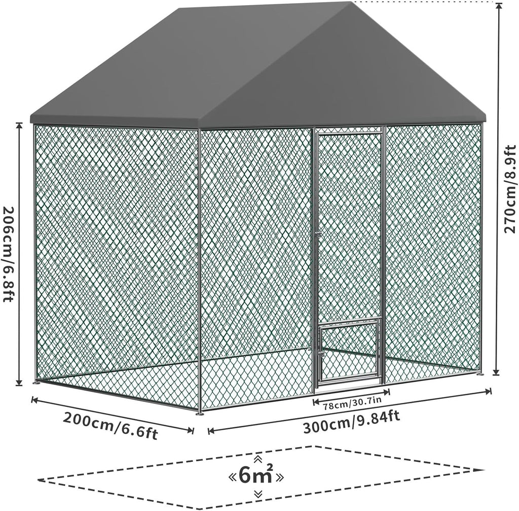 Large Chicken Coop Run Outdoor Walk-in Poultry Hen Cage with Waterproof Cover L485567