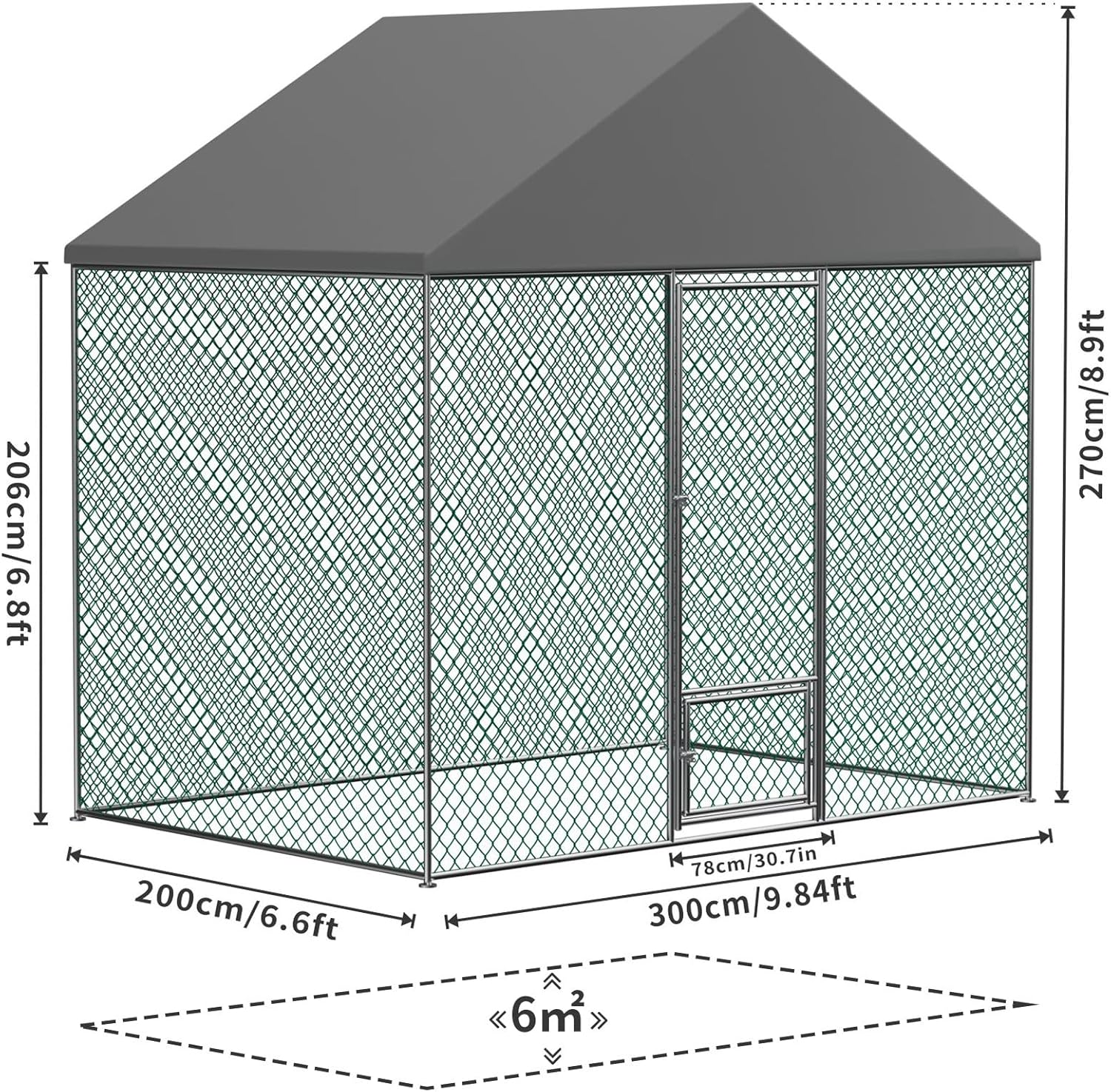 Large Chicken Coop Run Outdoor Walk-in Poultry Hen Cage with Waterproof Cover L485567