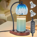 Candle Warmer Lamp with Timer-Electric Candle Warmer Lamp for Jar Candles with 2Bulbs Candle Warmer with Timer & Dimmer for Home Decor Gifts for Women Mom Christmas (Black-Blue)