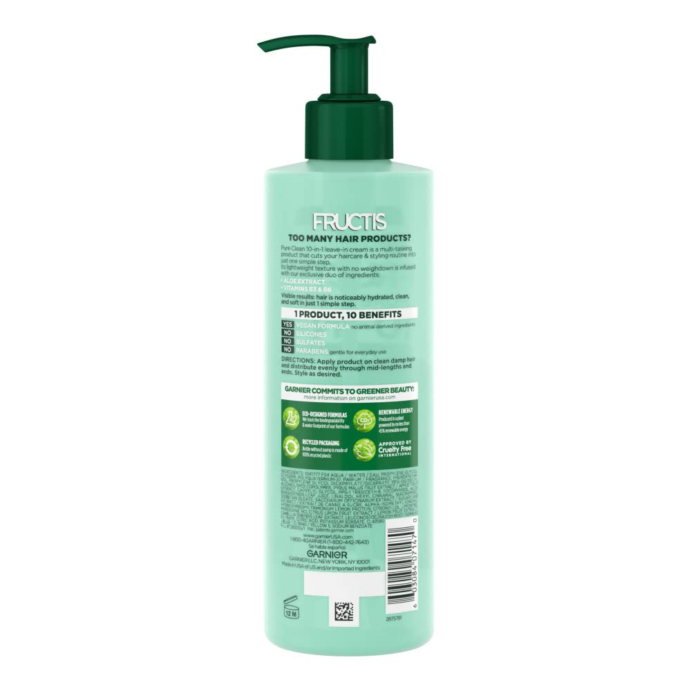 Garnier Fructis Pure Clean 10-in-1 Leave In Cream, 12 Fl Oz J696977