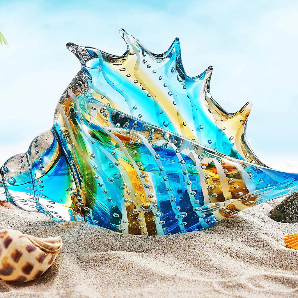 Hand Blown Glass Conch Figurine Sea Animal Ornament K3783