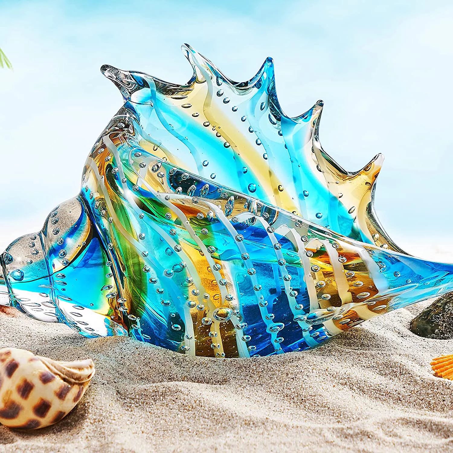 Hand Blown Glass Conch Figurine Sea Animal Ornament K3783