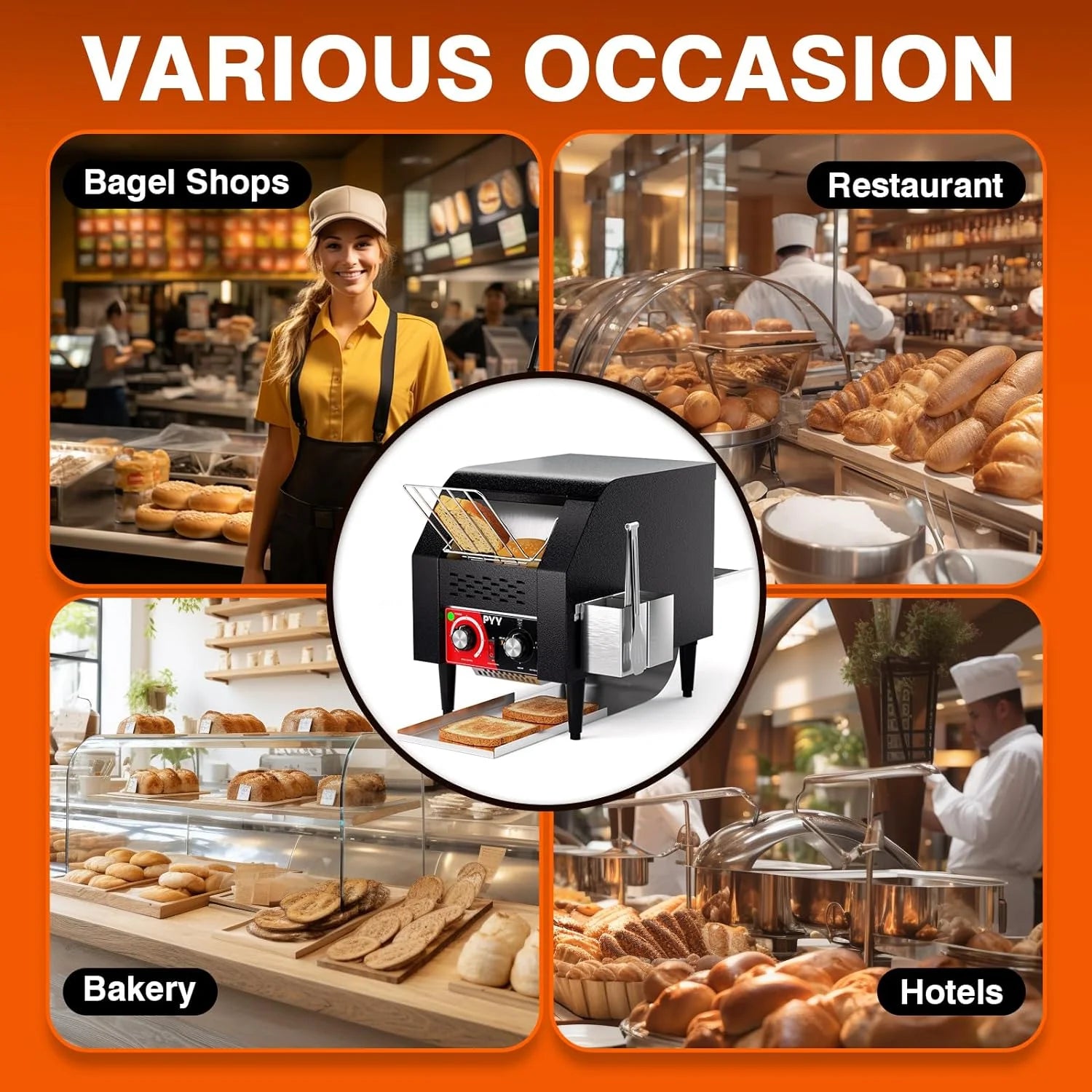 Commercial Conveyor Toaster for Restaurant Bun Bagel Bread, 150 Slices/h O5198