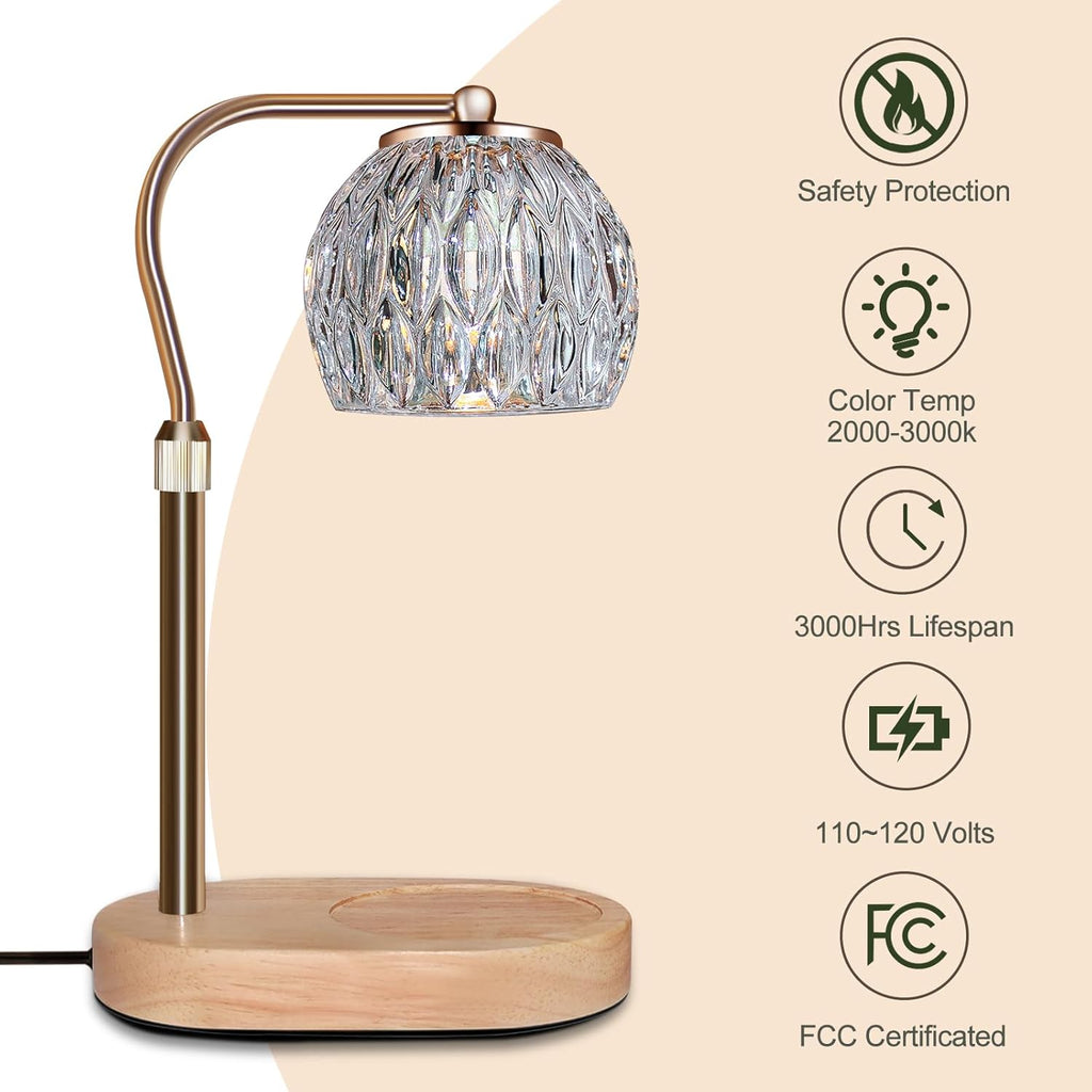 Candle Warmer Lamp with Timer & Dimmer, Height Adjustable, 2 Bulbs Y937