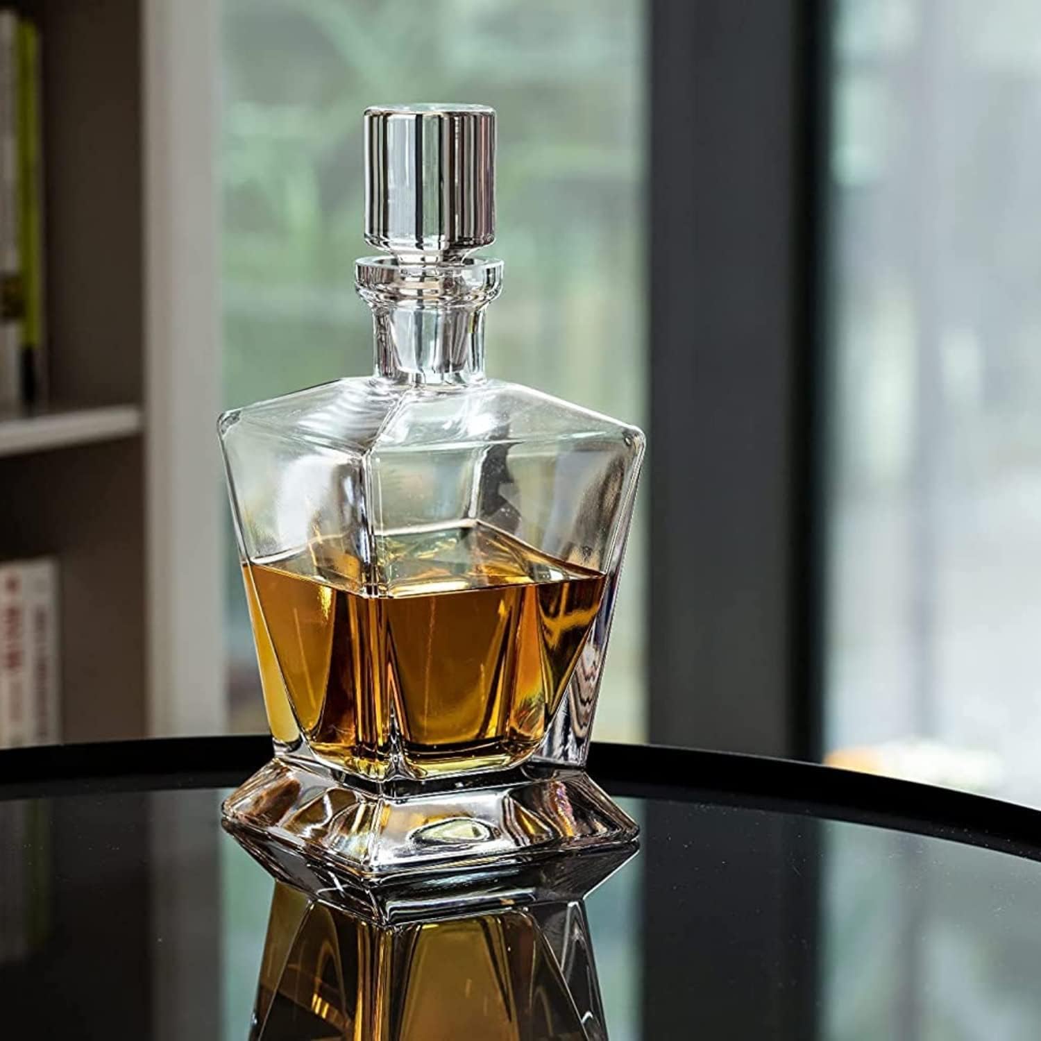 Krosno Whiskey Decanter Carafe with Stopper, 25.4 oz, Caro Collection, Made in Europe Q540043