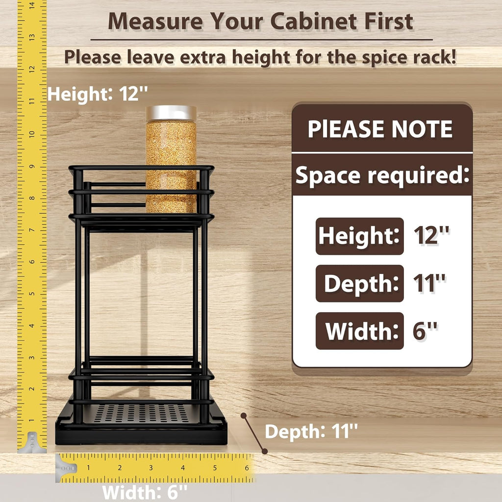 Tikea Spice Rack Organizer 2-Pack, 2-Tier Pull Out for Kitchen Cabinet S2816