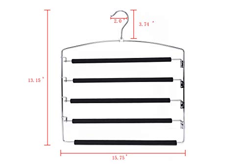 3 Pack Multi Pants Hangers, Heavy Duty Metal with Non-Slip Foam, Swivel Hook B2886