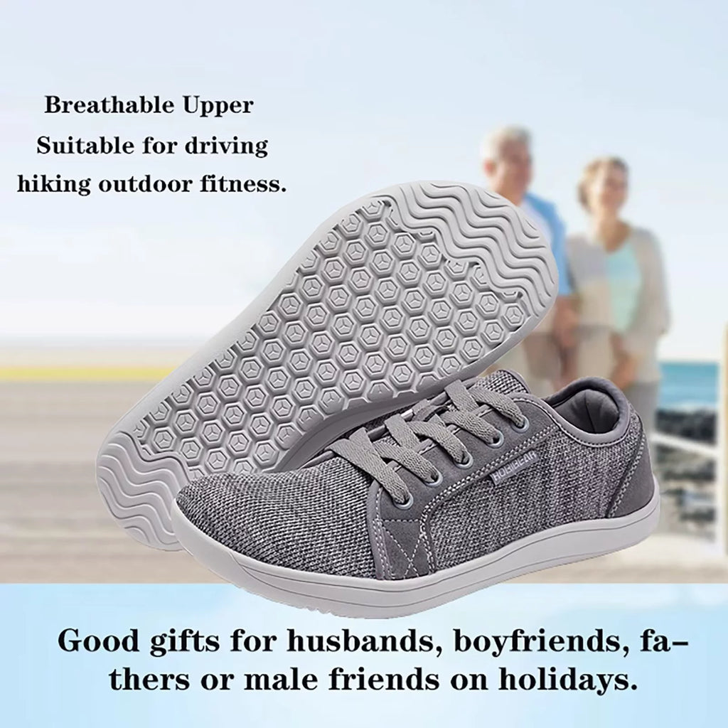 Hobibear Men's Wide Toe Box Barefoot Shoes Light Gray 8 L784736