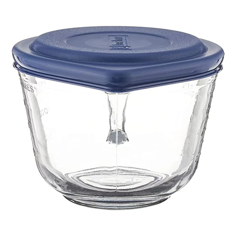 Anchor Hocking Glass Batter Bowl with Blue Lid, 2 Quart S6852