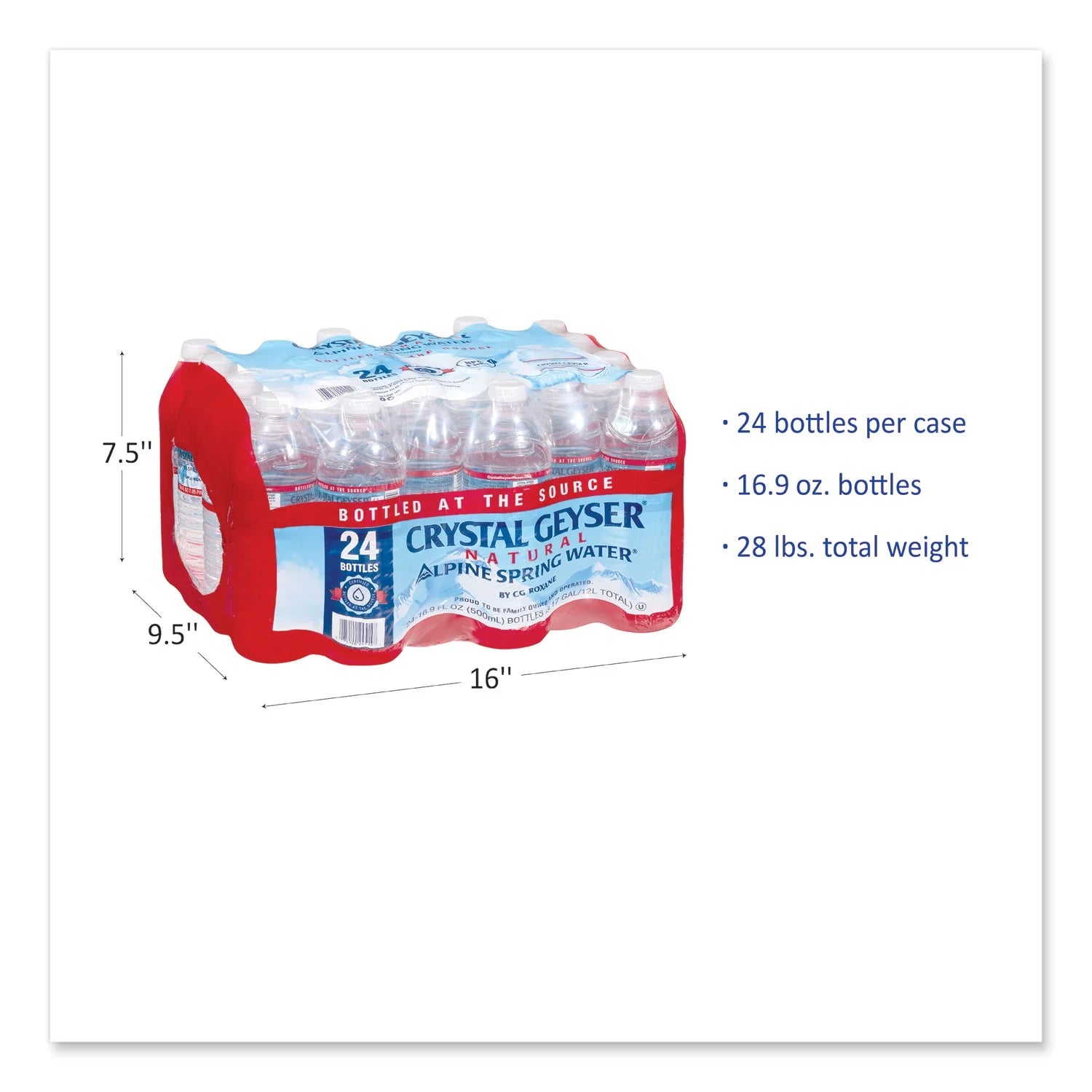 Crystal Geyser Alpine Spring Water, 16.9 oz, 24 Pack X421957