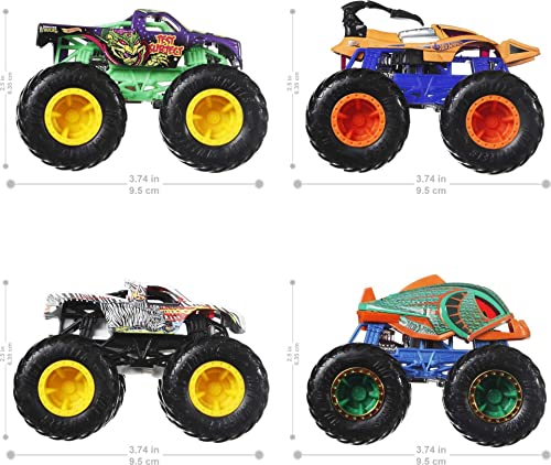 Hot Wheels Monster Trucks 4-Pack, 1:64 Scale Toy Trucks D8636