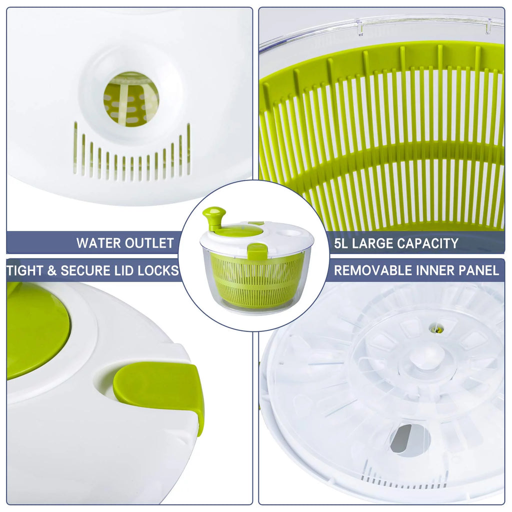 Salad Spinner 5L Fruit and Vegetable Washer Dryer E201