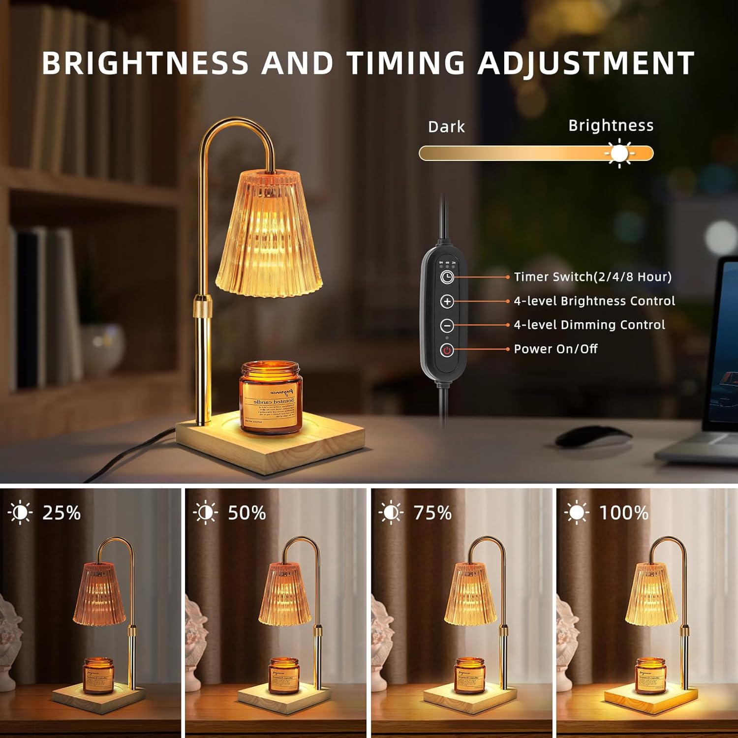 CHENBEN Candle Warmer Lamp, Dimmable with Timer, Champagne Gold B54363