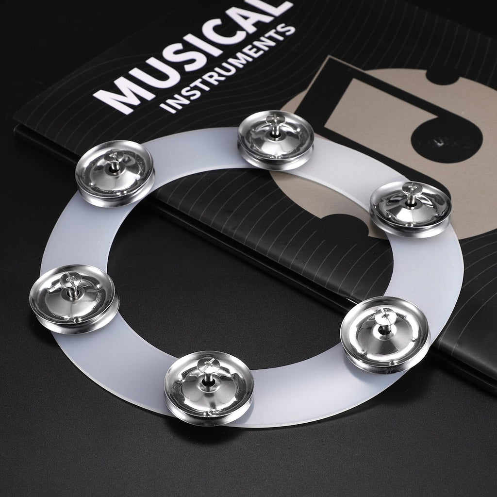 Facmogu Cymbal Hi-hat Tambourine, Silicone Single Row with Stainless Steel Jingles C3778