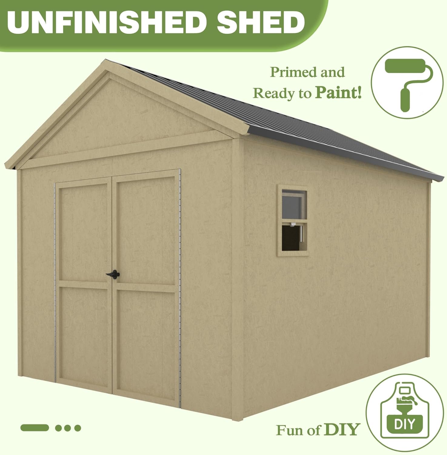 MUPATER 12 ft x 9 ft Outdoor Wood Shed with Metal Roof, Lockable Door M973