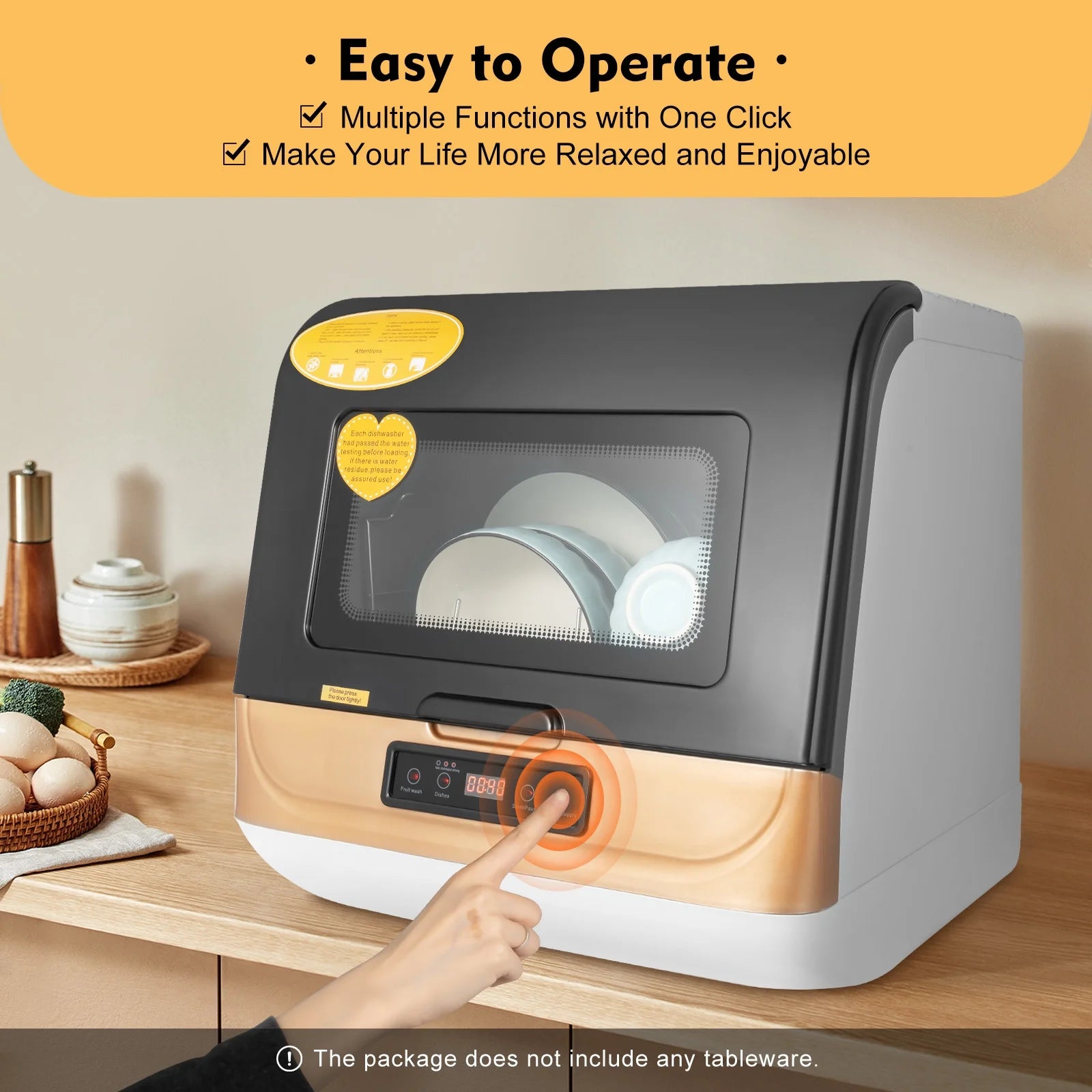 1200W Countertop Dishwasher Portable with 4 Programs T918