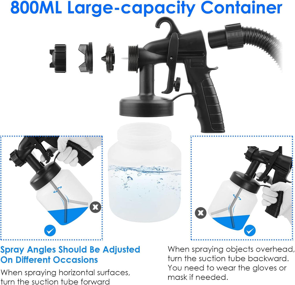 HVLP Paint Sprayer 650W with 3 Patterns & 800ML Container W61278