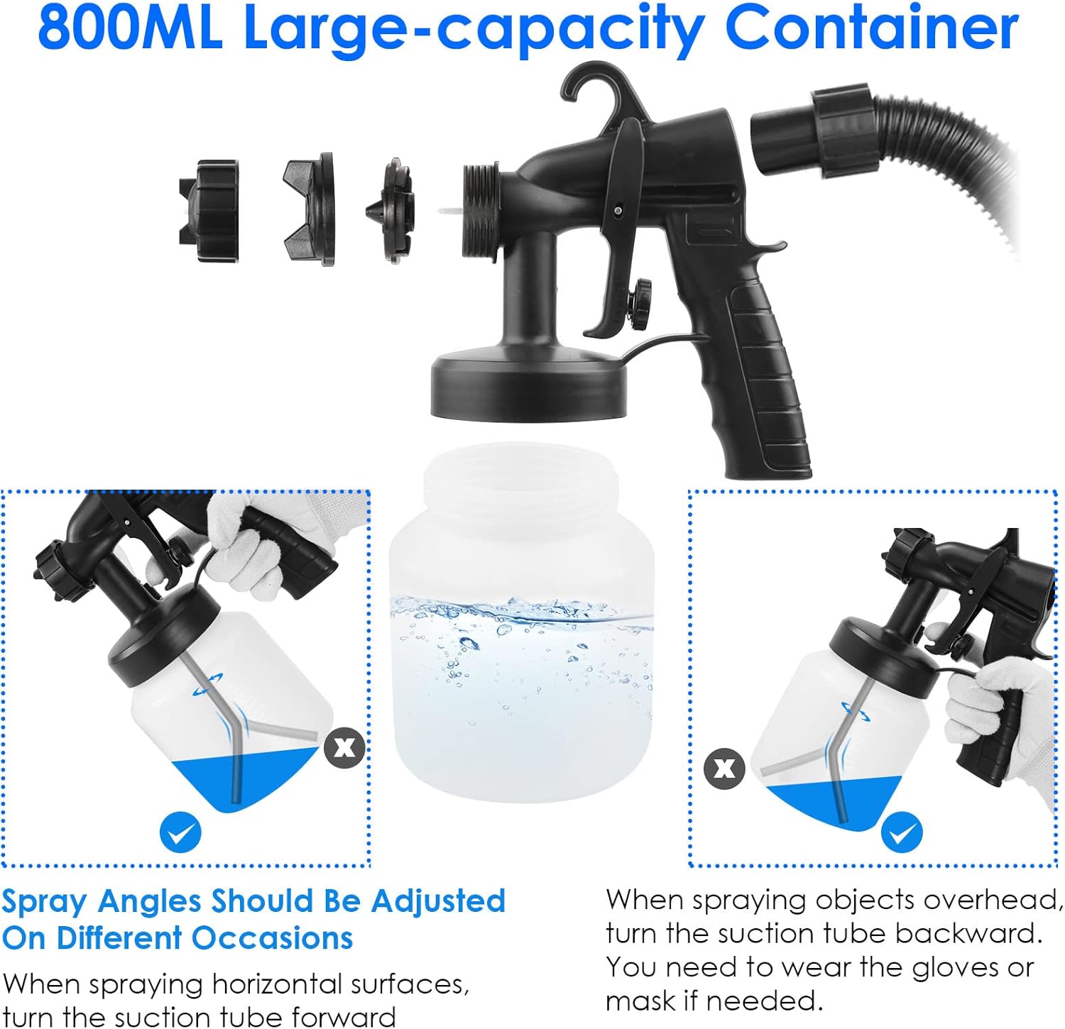 HVLP Paint Sprayer 650W with 3 Patterns & 800ML Container W61278