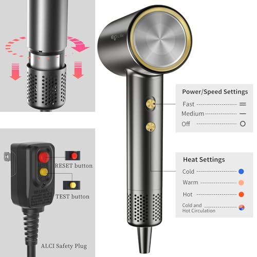 Negative Ionic Hair Dryer with Diffuser and Magnetic Nozzle B1254