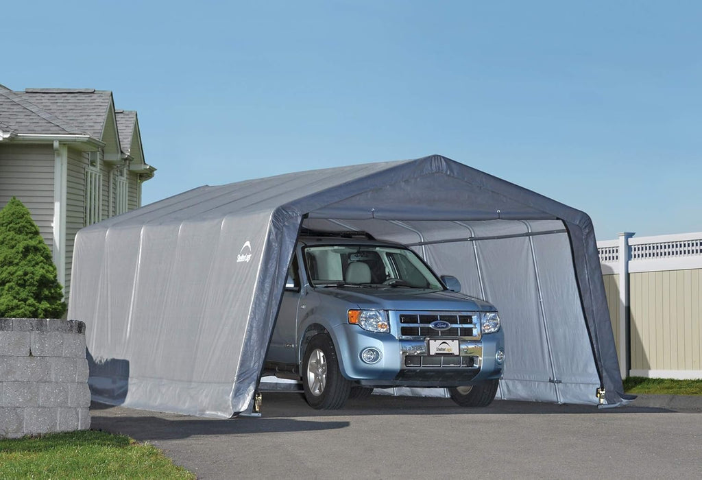 ShelterLogic Peak Style Garage-in-a-Box, Grey, 12 x 20 x 8 ft. X46934
