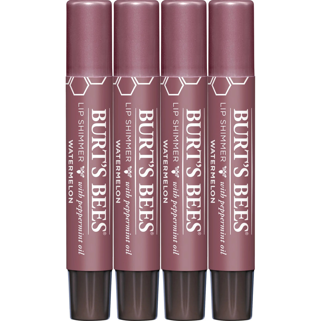 Burt,S Bees Shimmer Lip Tint Stocking Stuffers Set, Tinted Lip Balm Stick, Moisturizing For All Day Hydration With Natural Glowy Pigmented Finish & Buildable Color, Watermelon (4-Pack)