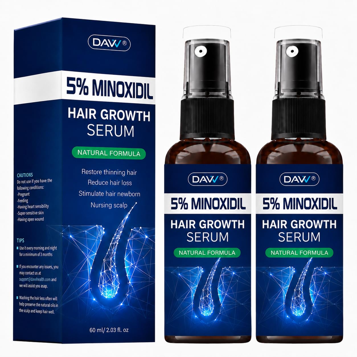 5% Minoxidil Spray for Women Hair Growth: Minoxidil for Men - Extra Strength Hair Regrowth Treatment – Hair Growth - Revitalize Hair Follicles - Regrow Thicker Fuller Hair – Hair Loss Solution - 2Pack