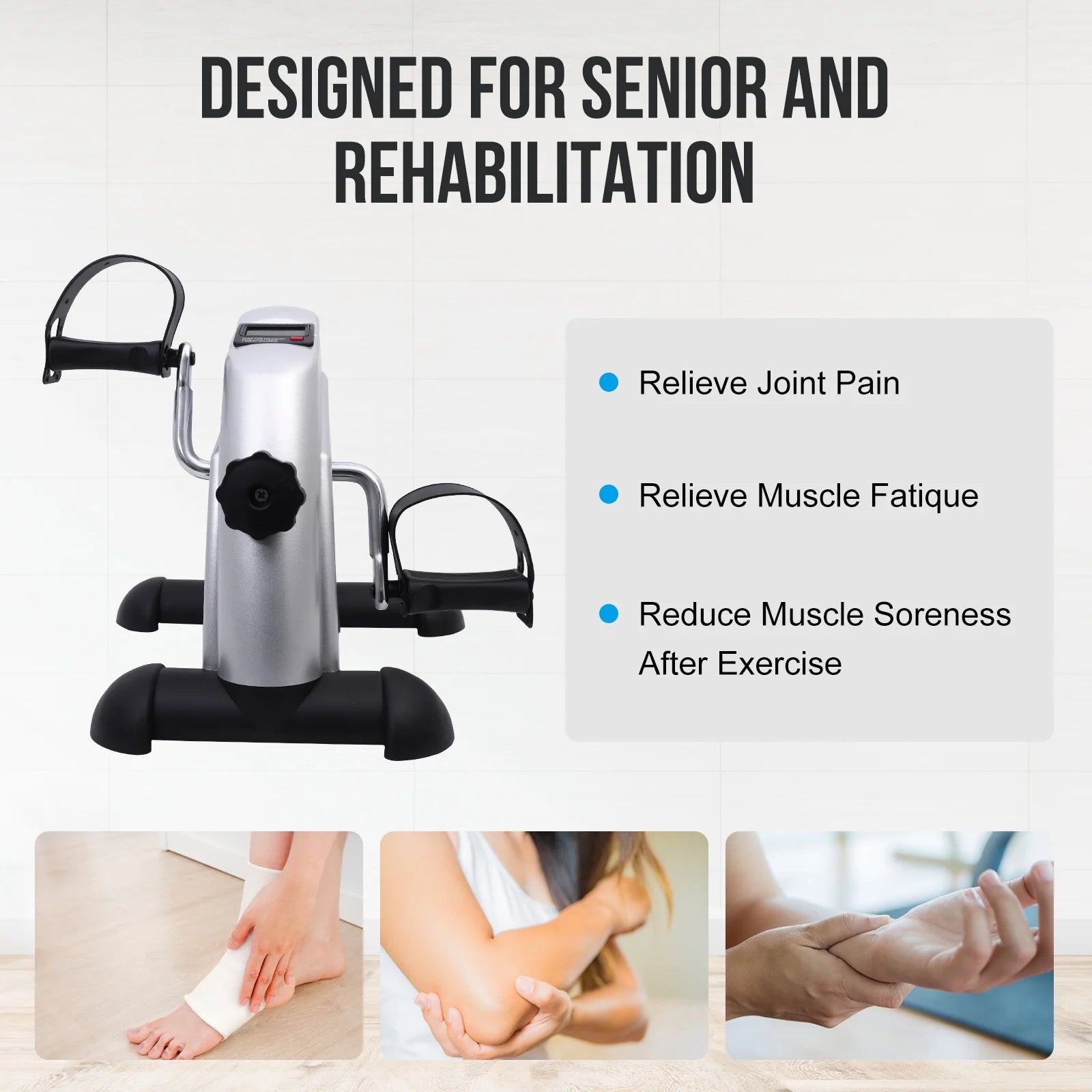 Under Desk Bike Pedal Exerciser with LCD Display for Arm and Leg Exercise H131900