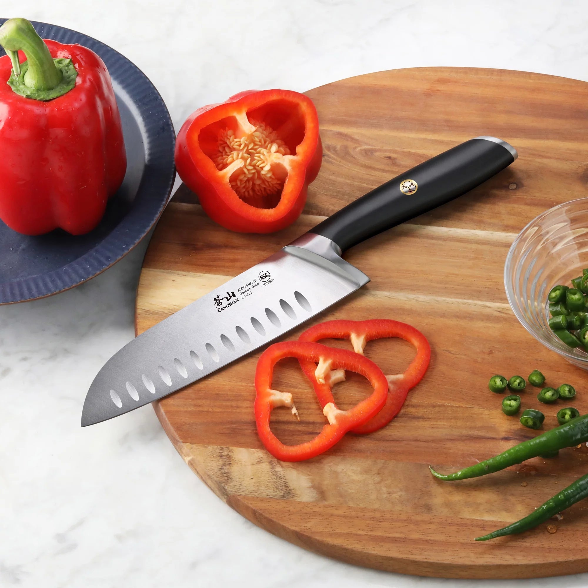 Cangshan L Series 7" Santoku Knife, Black A666222