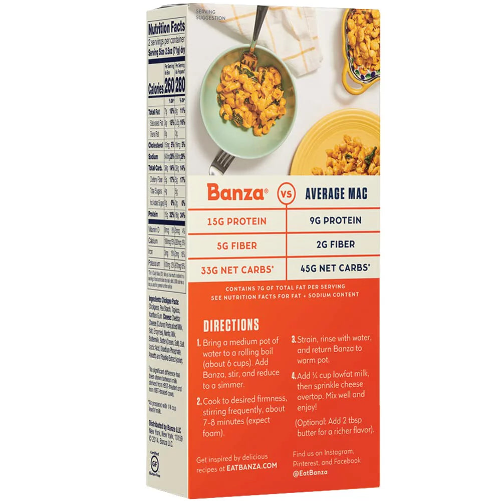 Banza Mac & Cheese 5.5 oz Chickpea Shells L337