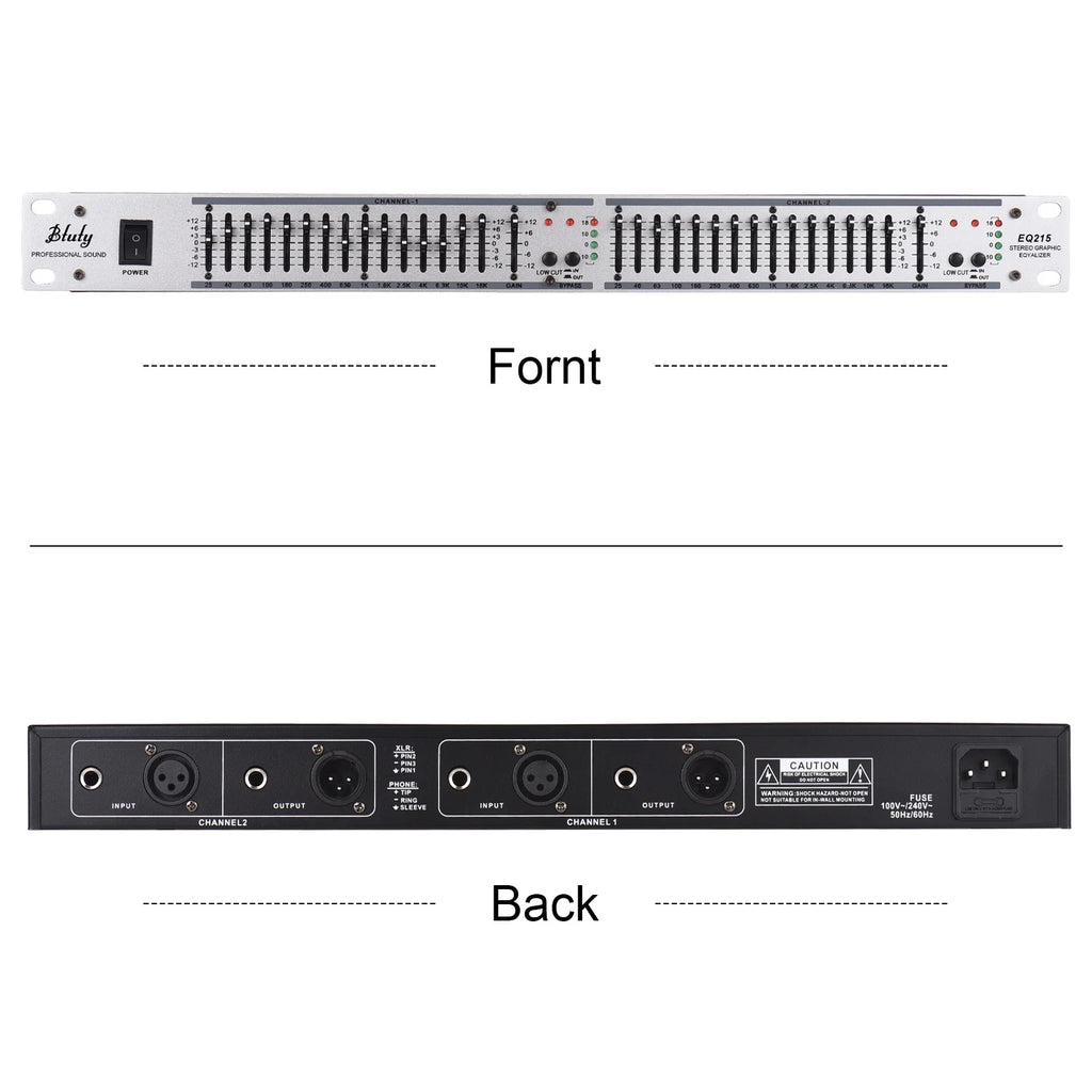 Btuty EQ-215 Dual Channel 15-Band Equalizer 1U Rack Mount Graphic Equalizer L447110